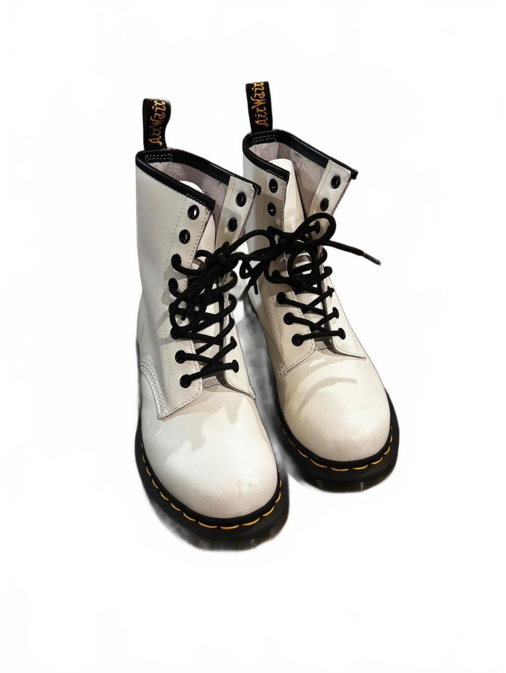 Dr. Martens White Leather Combat Boots Size 7